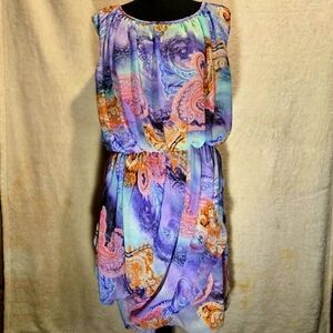 Egyptian Style, Purple/multi color Paisley Summer Dress